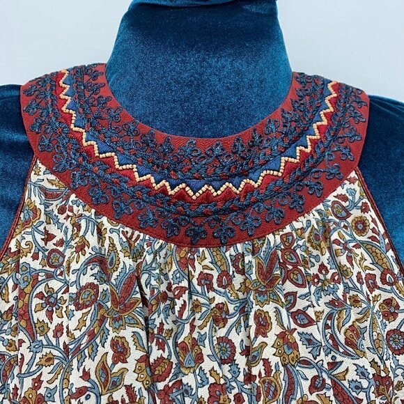 Talitha Silk Maxi Dress Medium Floral Boho Hand Beaded Pom Pom Hemline - Picture 4 of 16